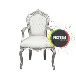 Fauteuil baroque blanc et argent