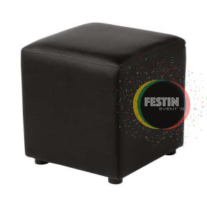 Pouf carré 40x40x42cm en simili cuir noir